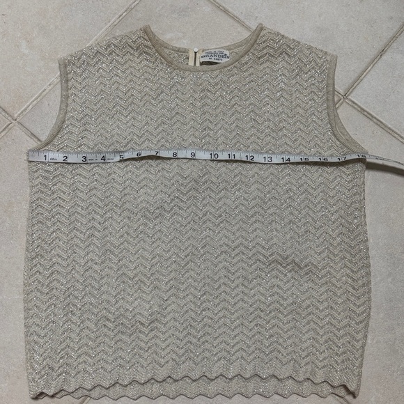 Chic Vintage Brandeis Italian Wool Metallic Knit Sleeveless Sweater Skirt Set - Picture 13 of 14